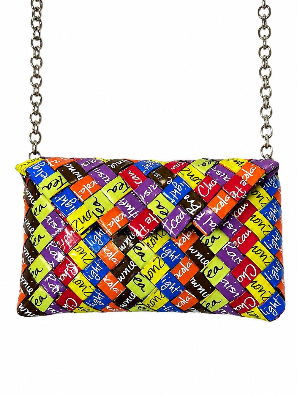 Recycled Colorful Woven Crossbody Clutch
